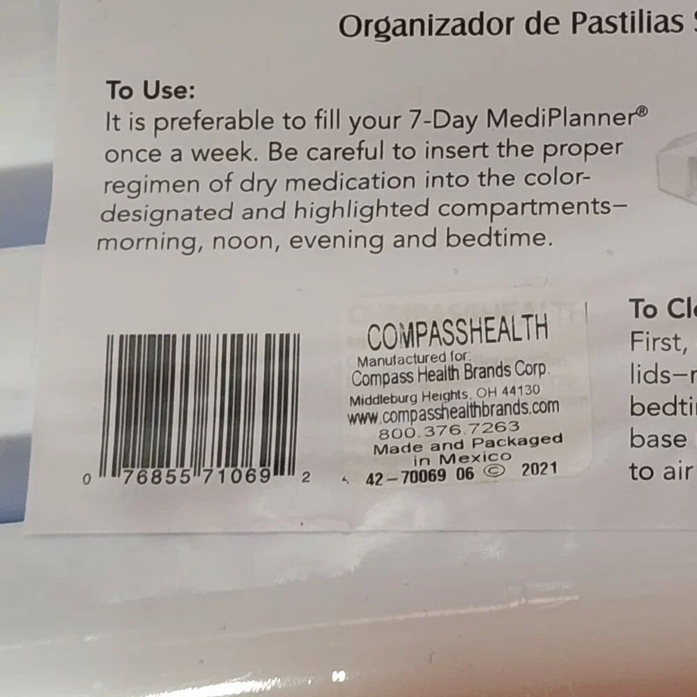 Apex Rainbow Color Organized Medicine Four Times a Day 7 Day MediPlanner #70069